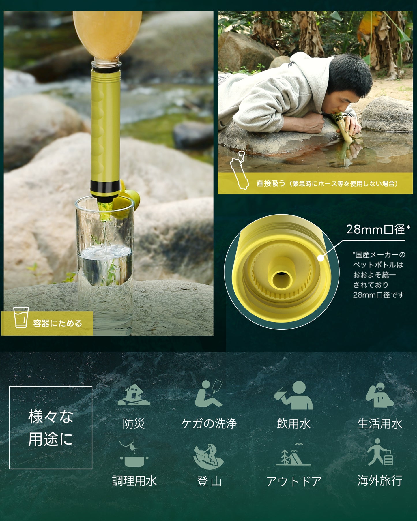 【防災士推奨】Greeshow 携帯浄水器 GS-282|災害用・アウトドア対応|Ahlstromフィルター採用|軽量コンパクト設計
