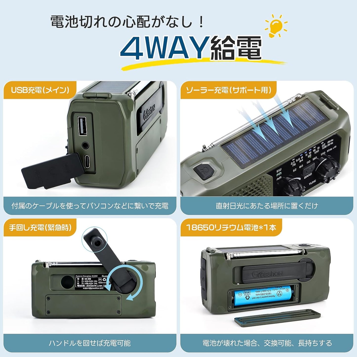防災ラジオ_4Way給電