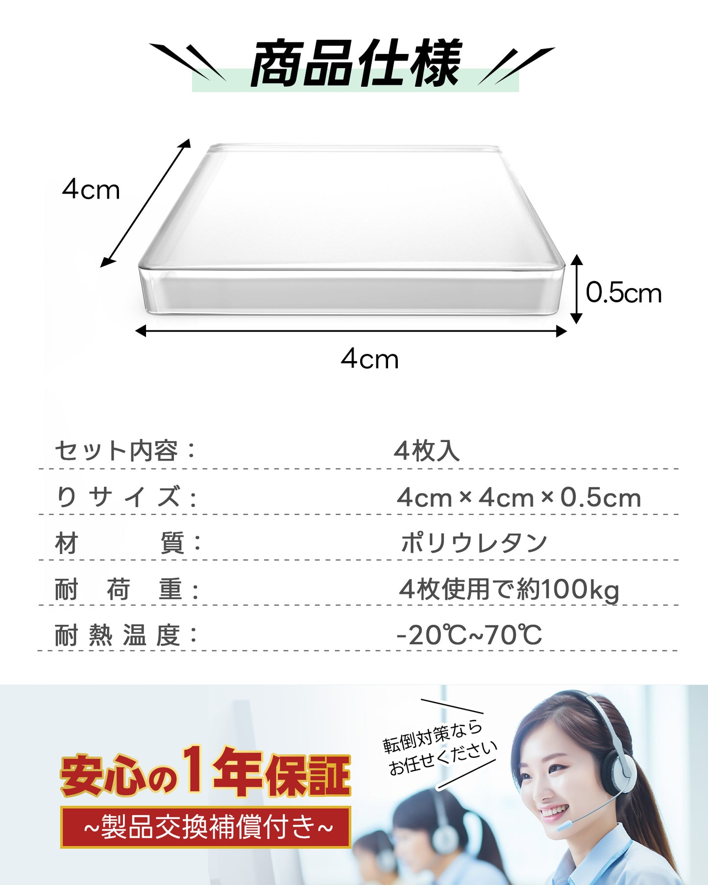 Greeshow 耐震マット 4枚セット|震度7対応|耐荷重100kg|水洗い可能|家具転倒防止|地震対策グッズ|透明設計