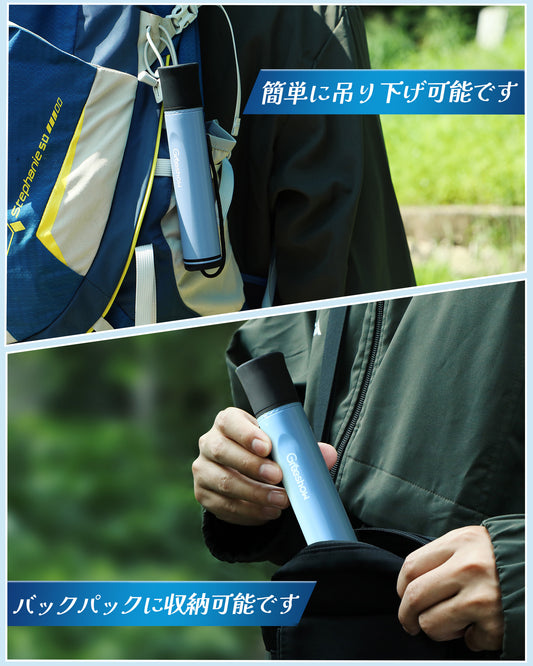 【防災士推奨】Greeshow 携帯浄水器 GS-285|防災用・アウトドア対応|フィルター交換可能|厚生労働省水質実証済み|軽量コンパクト設計