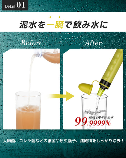 【防災士推奨】Greeshow 携帯浄水器 GS-282｜災害用・アウトドア対応｜Ahlstromフィルター採用｜軽量コンパクト設計