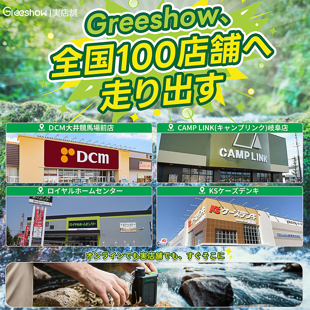 Greeshow 携帯浄水器 | 防災グッズ | 持続可能な技術とユーザー中心の