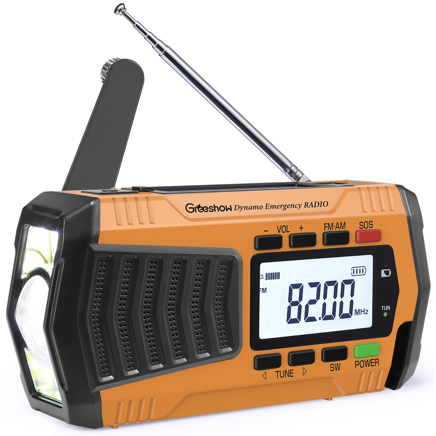 Greeshow 【防災士推奨】多機能防災ラジオ 5000mAh USB充電・ソーラー充電対応 PSE認証済み GS-2901