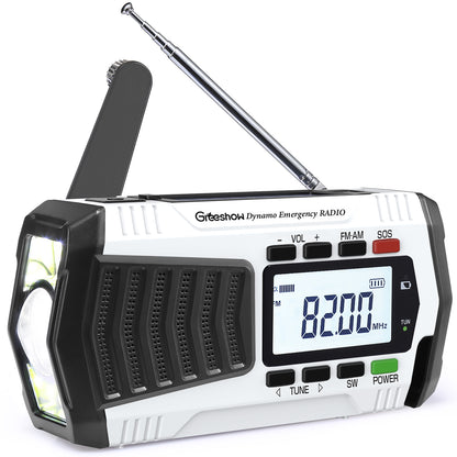 Greeshow 【防災士推奨】多機能防災ラジオ 5000mAh USB充電・ソーラー充電対応 PSE認証済み GS-2901