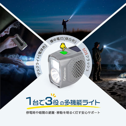 【2025年新モデル】Greeshow 防災ラジオ 多機能 手回しラジオ FM/AM/SW対応 ソーラー/USB充電 スマホ急速充電 IPX4防水 3.5mmイヤホンジャック付き 防災士推奨 懐中電灯 SOSサイレン 緊急災害対策 非常用 キャンプ ポータブルラジオ PSE認証済み 防災ガイドブック付き グレー GS-298