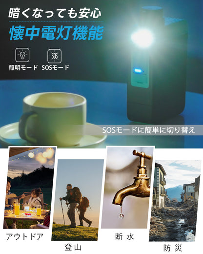 【業界最新&手動ボンプ付き】Greeshow 携帯浄水器 アウトドア 浄水器 電動浄水器 日本正規品 ソーラー充電可能 濾過器 飲み水 災害 防災士推奨 サバイバル浄水器 スマホ充電機能 高輝度LEDライト付き SOSモード 緊急停電対策 防災グッズ キャンプ/登山/地震/防災用 軽量・コンパクト PSE認証済み GS-2809