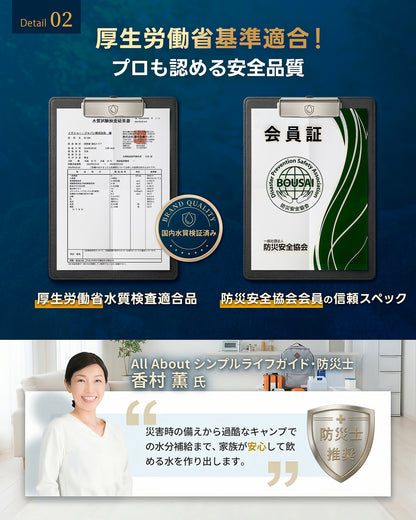 Greeshow  携帯浄水器｜フィルター交換不要の8000L非常用浄水ボトル GS-288（ホイッスルライト付き）