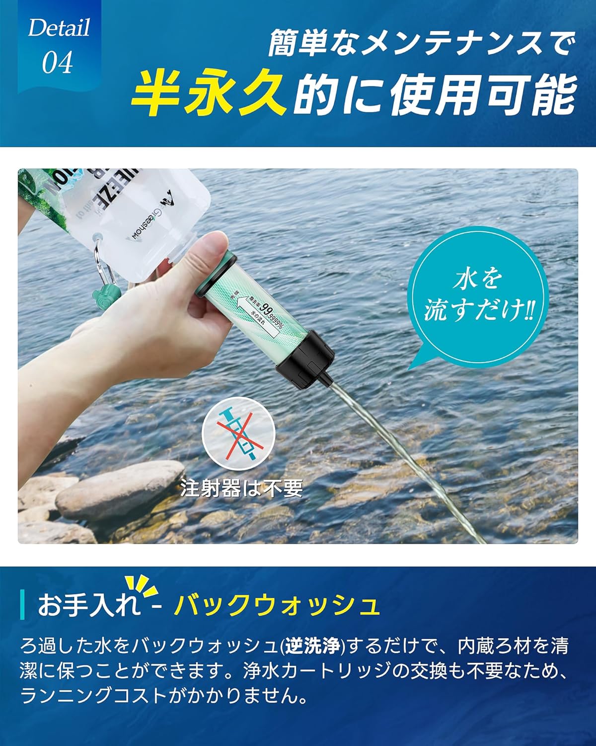 Greeshow 携带净水器 GS-289｜防災・アウトドア用｜8000L大容量・給水