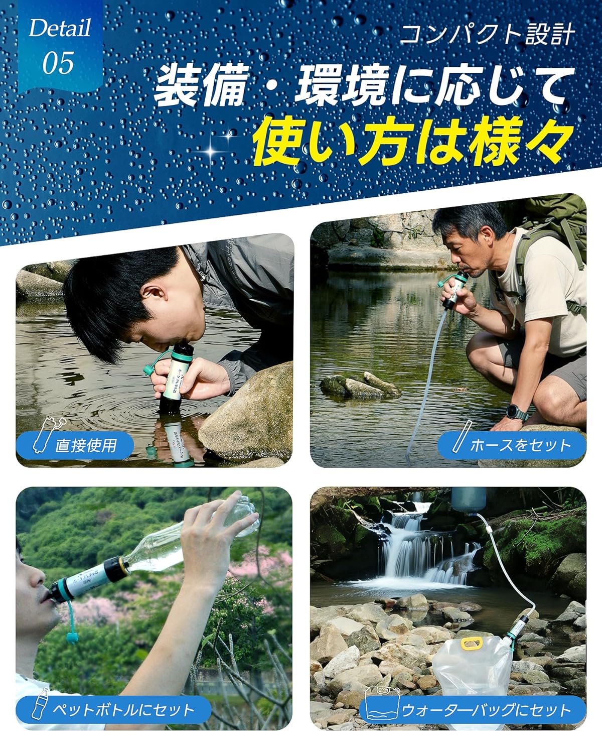 Greeshow 携带净水器 GS-289｜防災・アウトドア用｜8000L大容量・給水
