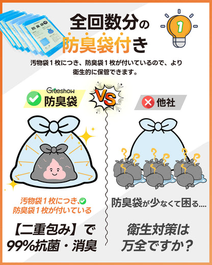 Greeshow 簡易トイレ 60回セット｜凝固剤付き｜防臭・抗菌設計｜15年保存可能｜防災士監修｜災害・キャンプ・車中泊に最適