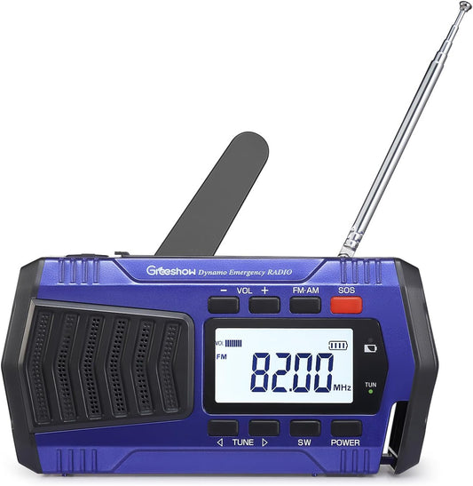 災害用｜多機能 手回しラジオ｜デジタル選局 FM/AM/SWラジオ｜ 5000mAh usb充電式 ソーラー充電 SOSサイレン スマホ充電可能 懐中電灯｜防災ラジオ｜防災グッズ｜キャンプ｜ PSE認証｜Greeshow GS-2901