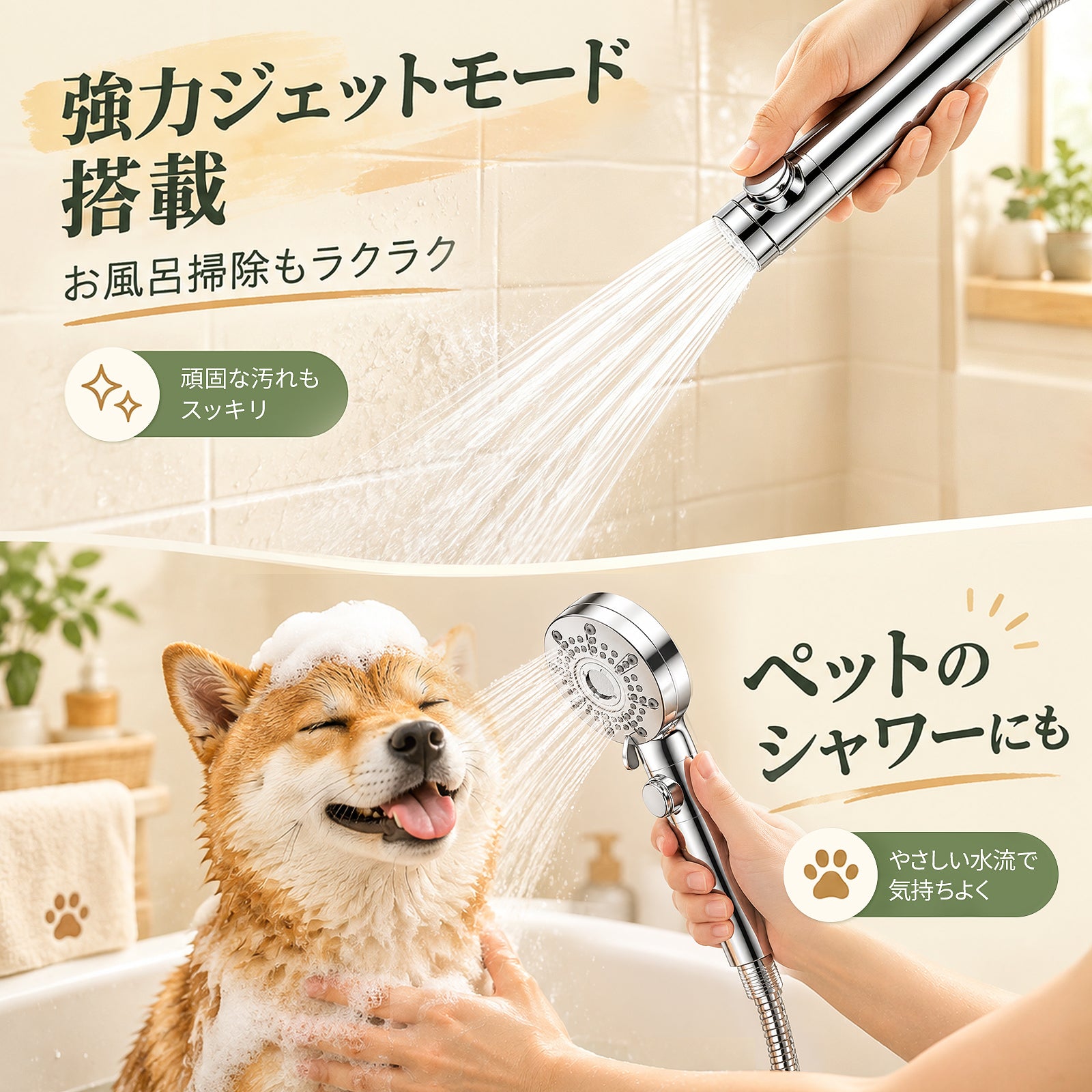増圧・節水90％】高水圧マイクロナノバブルシャワーヘッド | 6段階