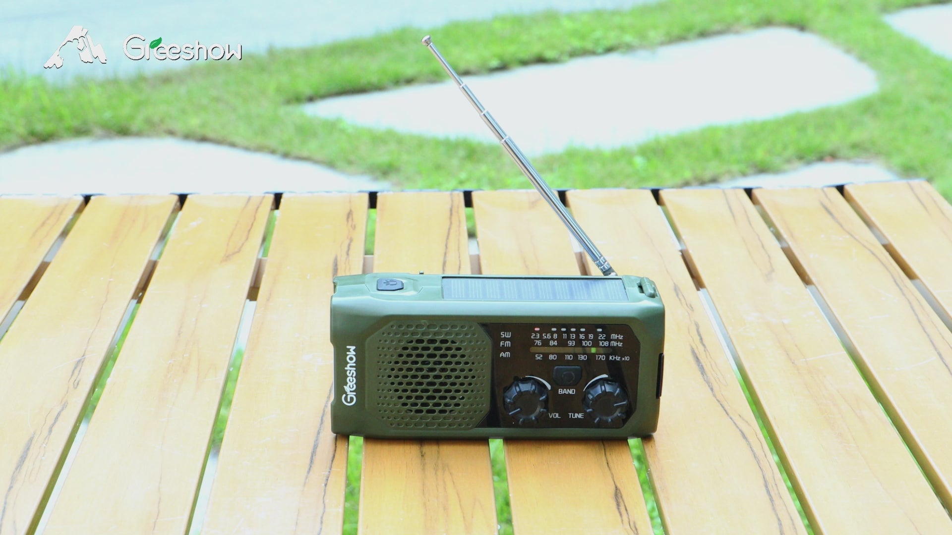 Greeshow 防災ラジオ 多機能 手回しラジオ FM/AM/SW対応 ソーラー/USB